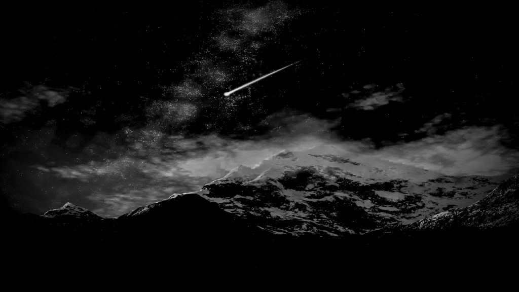 Image of a man floating in space near a radiant, unnamed star that brings warmth and joy to his face. He gazes down at Earth, feeling freedom, before sorrow strikes as he drifts away from the star. In his final moments, lying on rocky ground, he calls out the star's name one last time, a bittersweet farewell as sunlight softly warms his face.